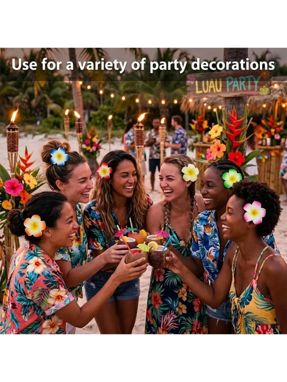 110 Pcs Plumeria Foam Hair Clips - Hawaiian Floral Accessories for Weddings